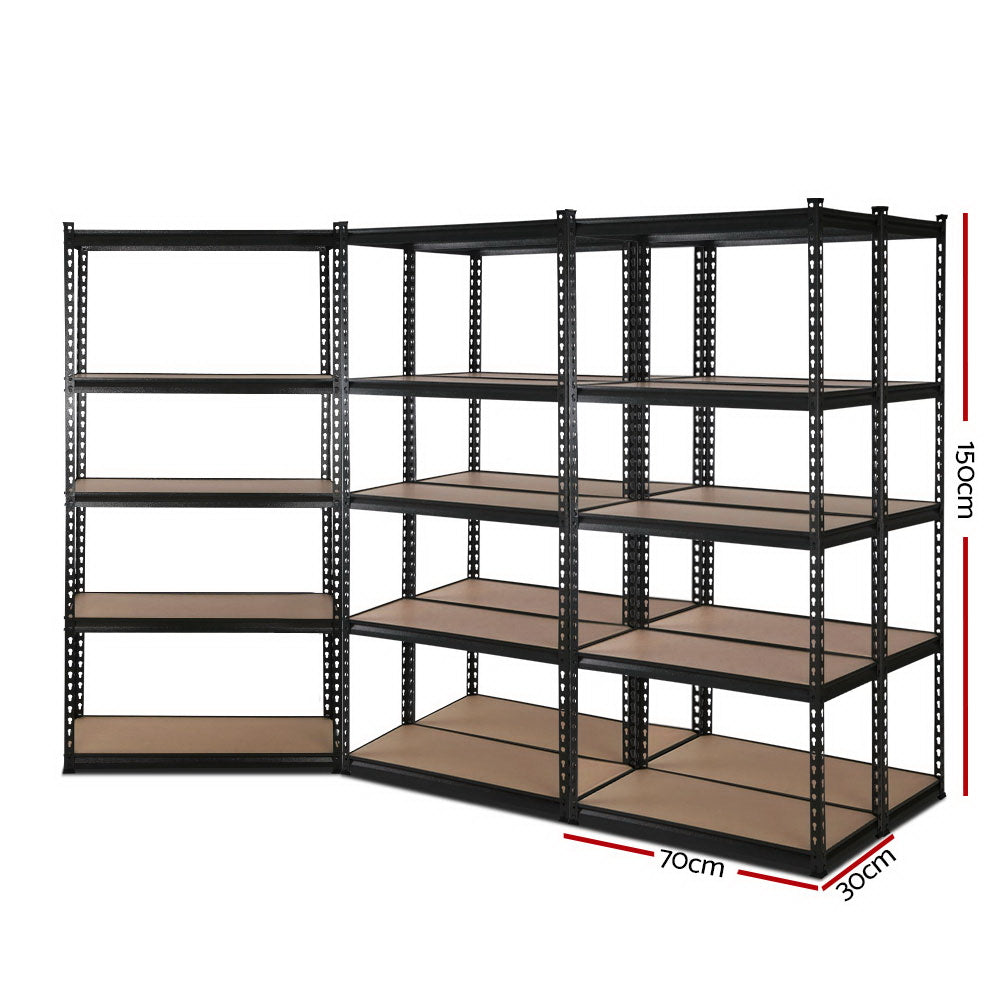 Wall Storage Racks: Giantz 5x1.5M Garage Shelving Warehouse Rack Pallet Racking Storage Shelve Black
