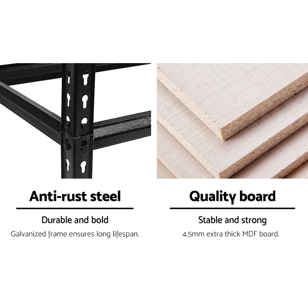 Wall Storage Racks: Giantz 5x1.5M Garage Shelving Warehouse Rack Pallet Racking Storage Shelve Black