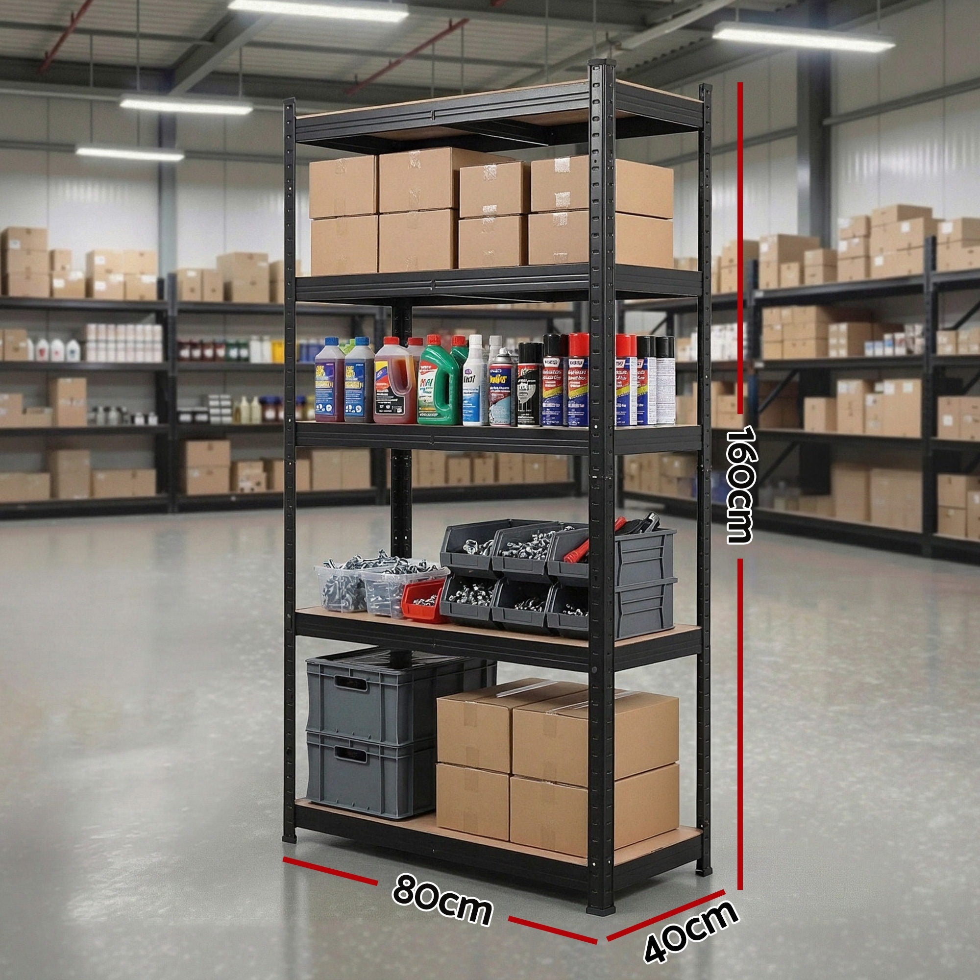 Wall Storage Racks: Giantz Garage Shelving 1.6X0.8m Warehouse Shelves Storage Rack Pallet Racking Black