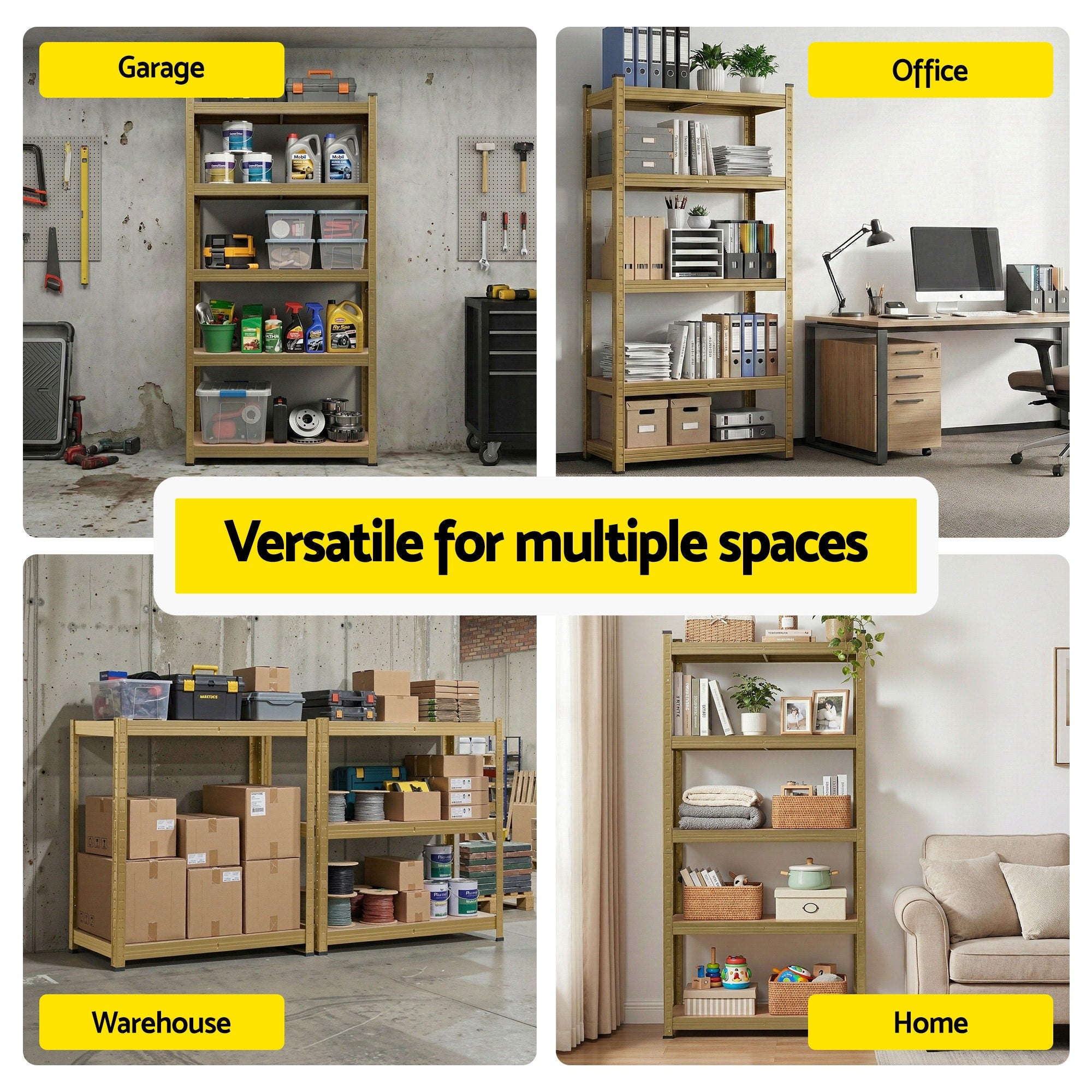 Wall Storage Racks: Giantz Garage Shelving 1.6X0.8m Warehouse Shelves Storage Rack Pallet Racking Yellow