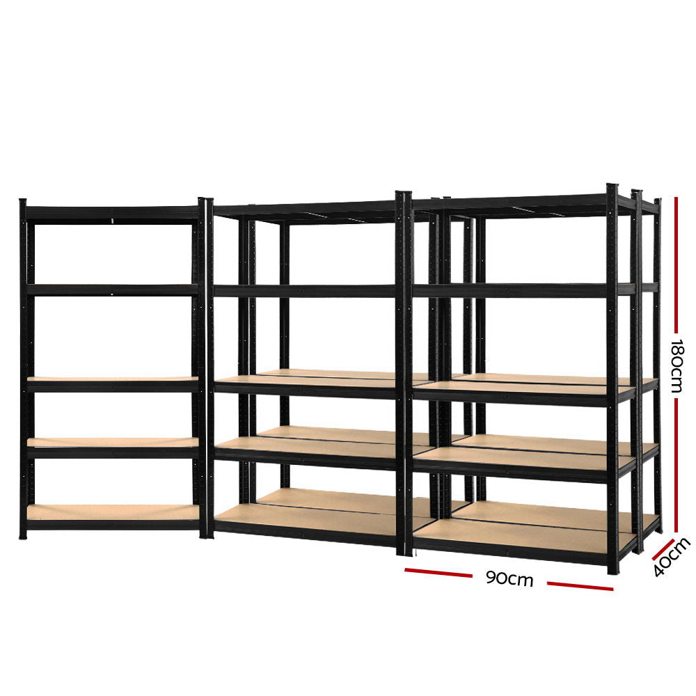 Wall Storage Racks: Giantz 5x1.8M Garage Shelving Warehouse Rack Pallet Racking Storage Shelf Black