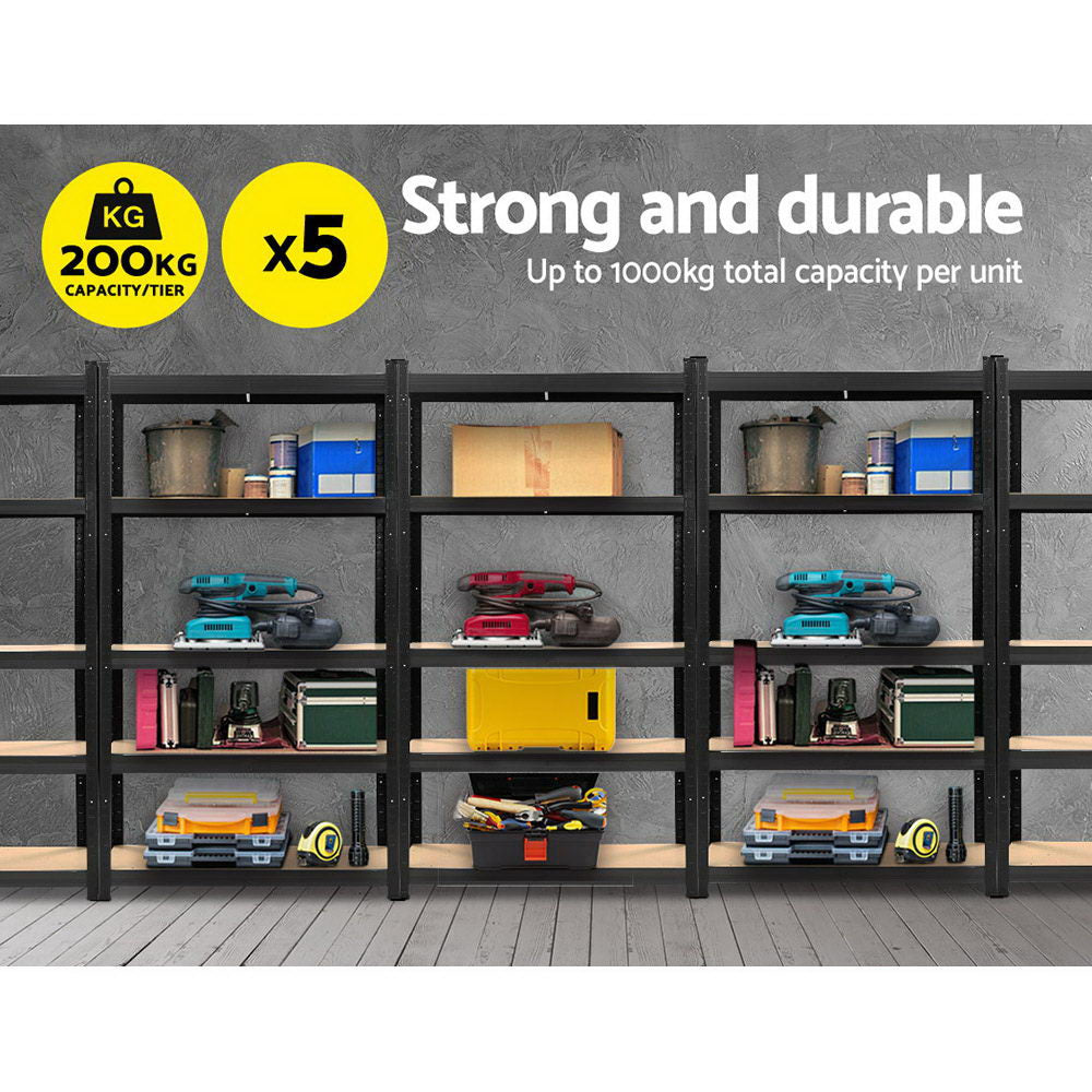 Wall Storage Racks: Giantz 5x1.8M Garage Shelving Warehouse Rack Pallet Racking Storage Shelf Black