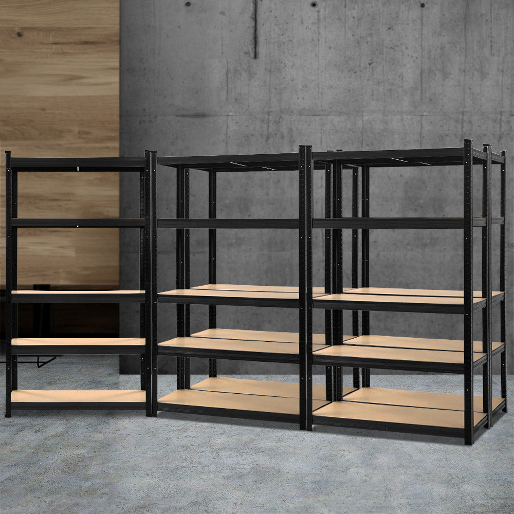 Wall Storage Racks: Giantz 5x1.8M Garage Shelving Warehouse Rack Pallet Racking Storage Shelf Black