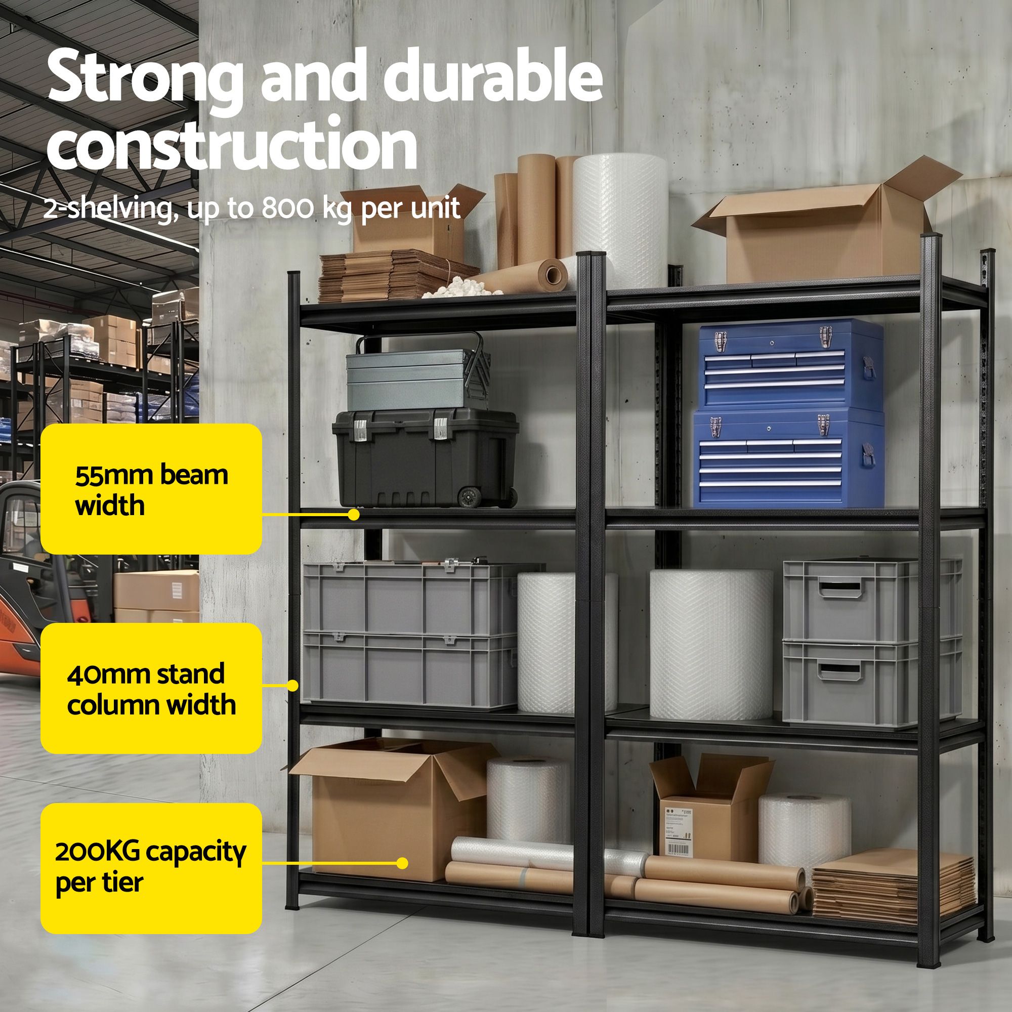 Giantz Garage Shelving 1.8X1.8m Warehouse Rack Storage Shelves Workshop Racks Steel