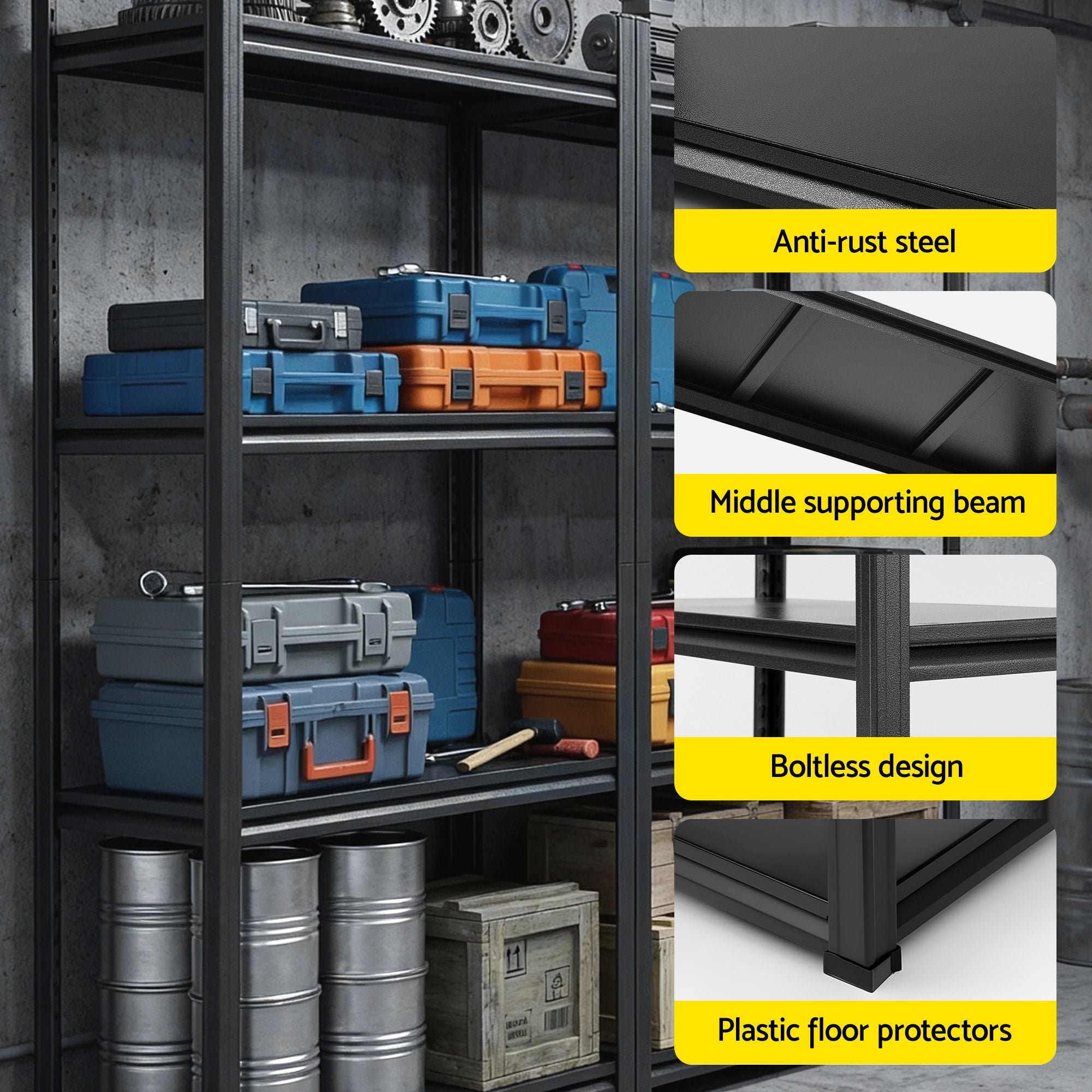 Giantz Garage Shelving 1.8X1.8m Warehouse Rack Storage Shelves Workshop Racks Steel