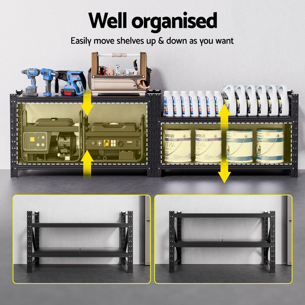 Wall Storage Racks: Giantz 2x 0.9M Garage Shelving Workbench Warehouse Rack