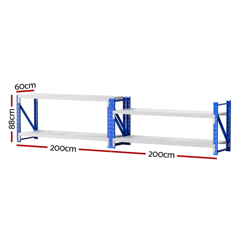 Wall Storage Racks: Giantz 2x 0.9M Garage Shelving Workbench Warehouse Rack