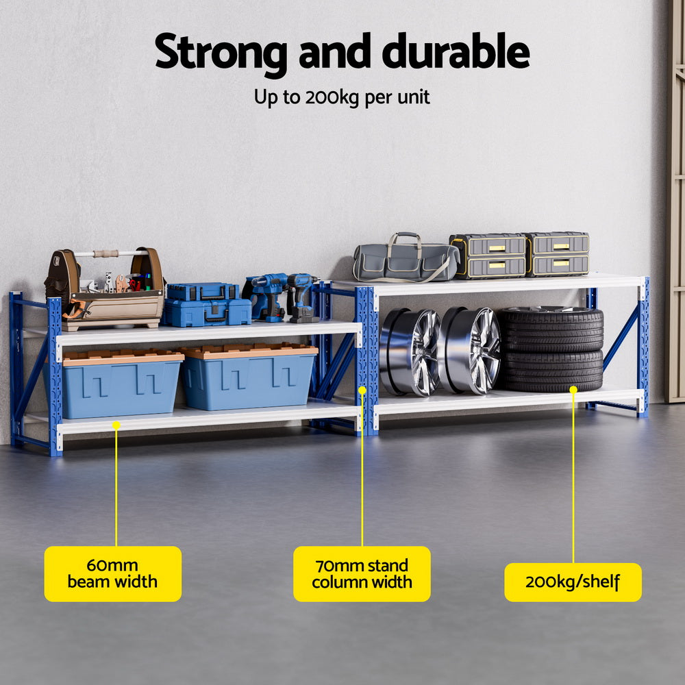 Wall Storage Racks: Giantz 2x 0.9M Garage Shelving Workbench Warehouse Rack