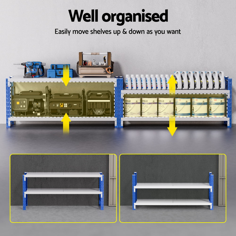 Wall Storage Racks: Giantz 2x 0.9M Garage Shelving Workbench Warehouse Rack