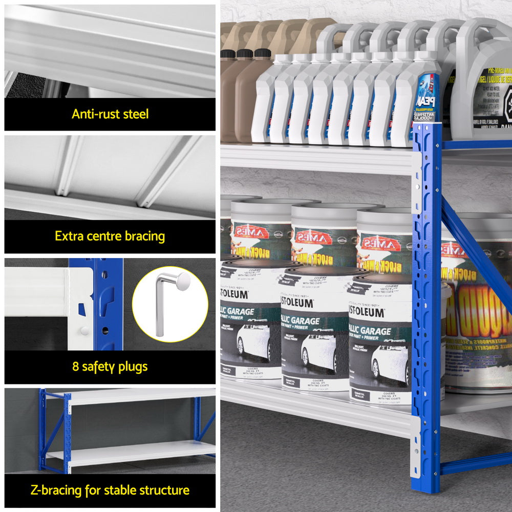 Wall Storage Racks: Giantz 2x 0.9M Garage Shelving Workbench Warehouse Rack