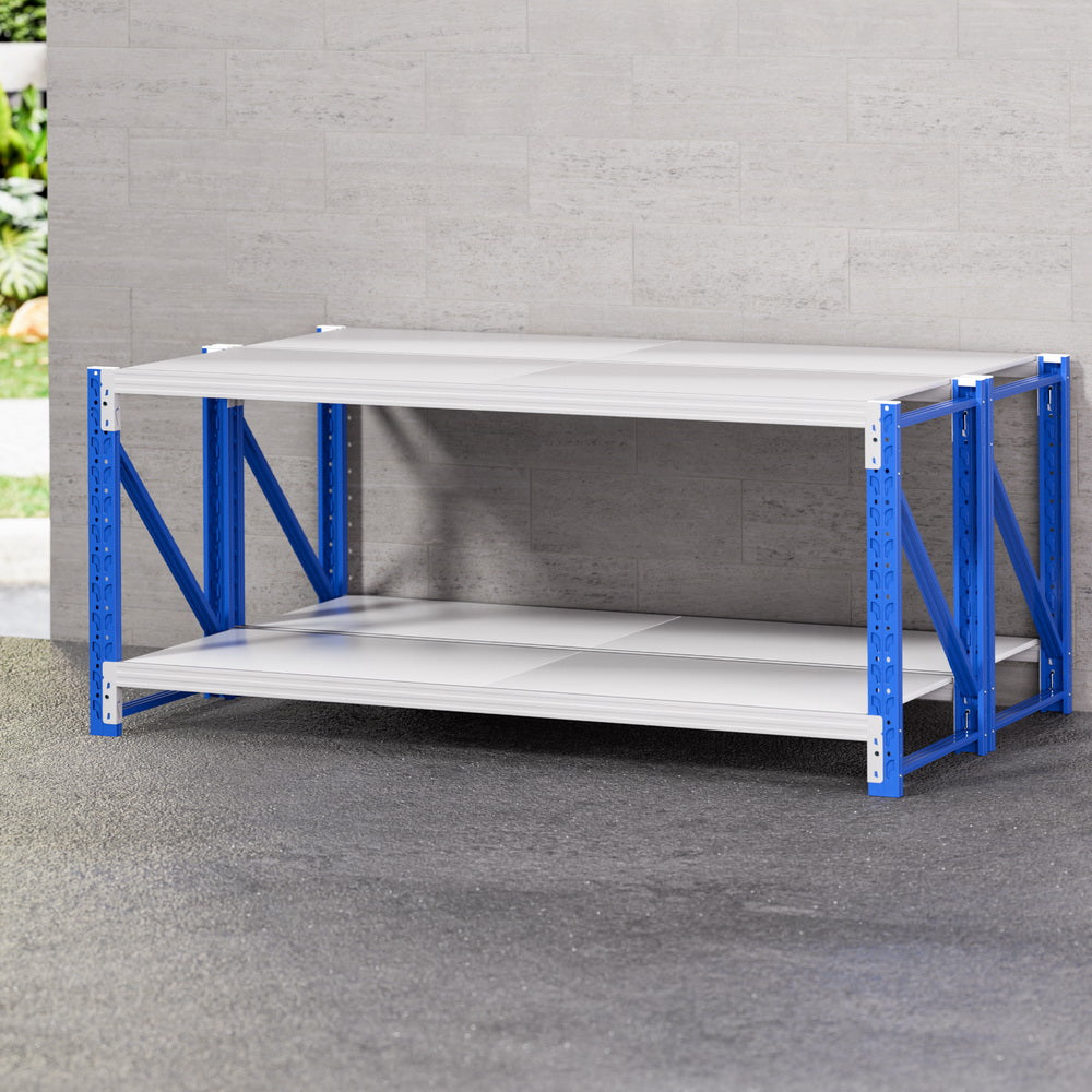 Wall Storage Racks: Giantz 2x 0.9M Garage Shelving Workbench Warehouse Rack