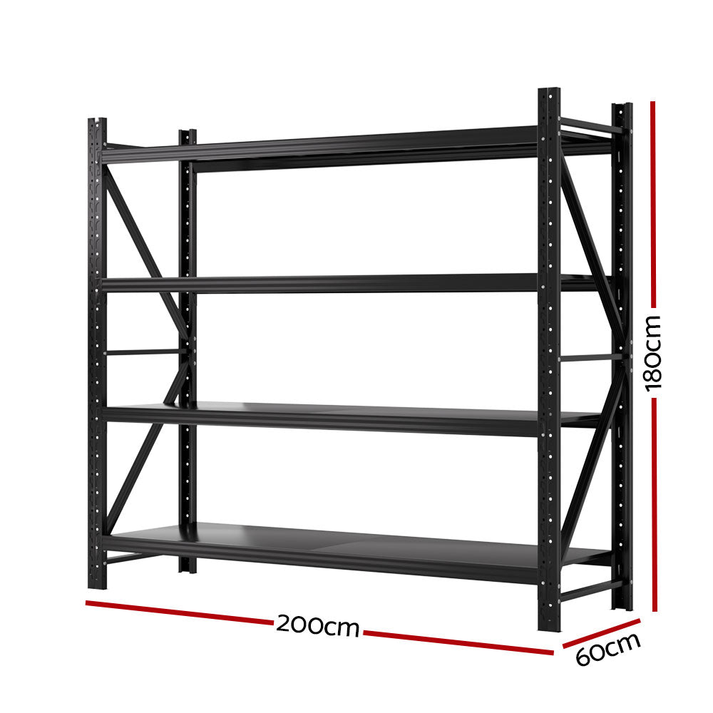 Wall Storage Racks: Giantz 2Mx1.8M Garage Shelving Warehouse Rack Pallet Racking Storage Shelf Black