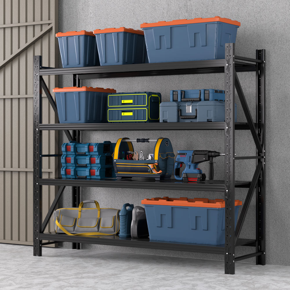 Wall Storage Racks: Giantz 2Mx1.8M Garage Shelving Warehouse Rack Pallet Racking Storage Shelf Black