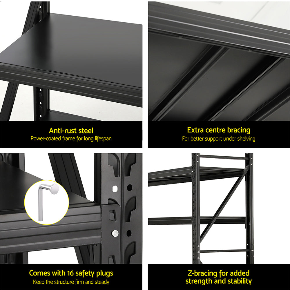 Wall Storage Racks: Giantz 2Mx1.8M Garage Shelving Warehouse Rack Pallet Racking Storage Shelf Black