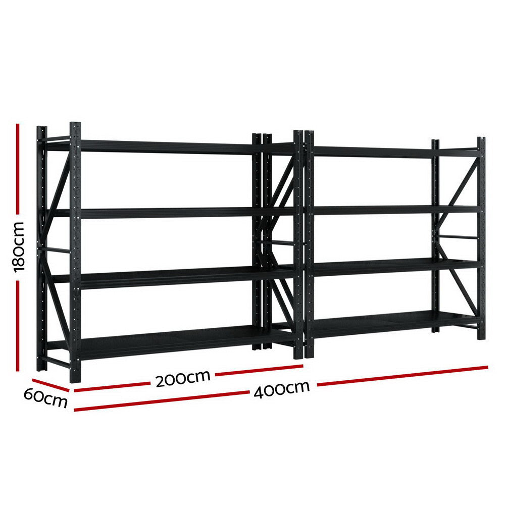 Wall Storage Racks: Giantz 4Mx1.8M Garage Shelving Warehouse Rack Black