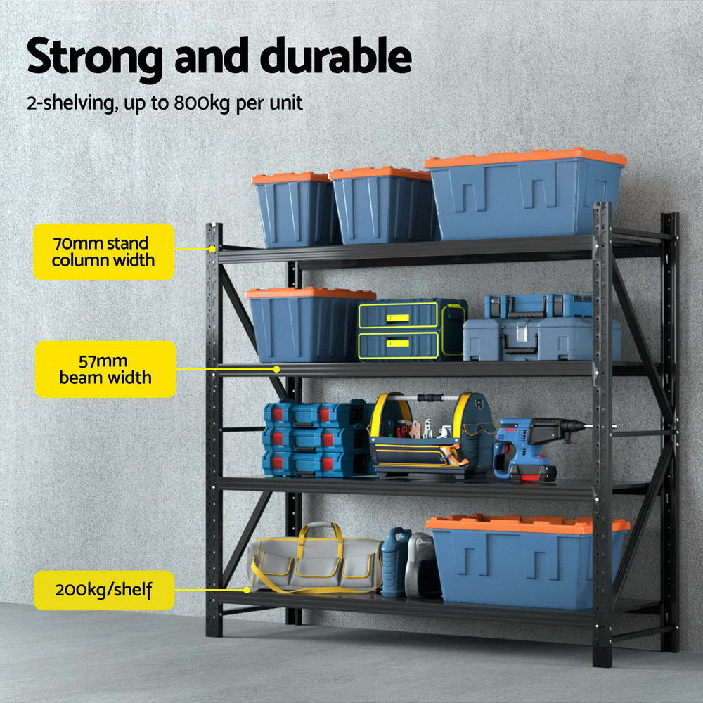 Wall Storage Racks: Giantz 4Mx1.8M Garage Shelving Warehouse Rack Black
