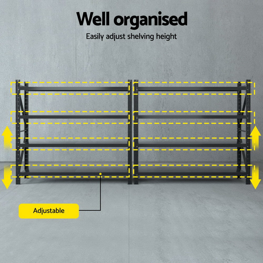 Wall Storage Racks: Giantz 4Mx1.8M Garage Shelving Warehouse Rack Black