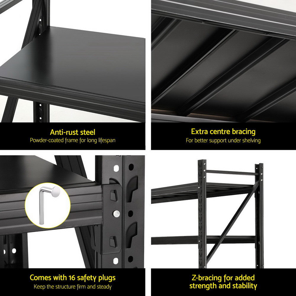 Wall Storage Racks: Giantz 4Mx1.8M Garage Shelving Warehouse Rack Black