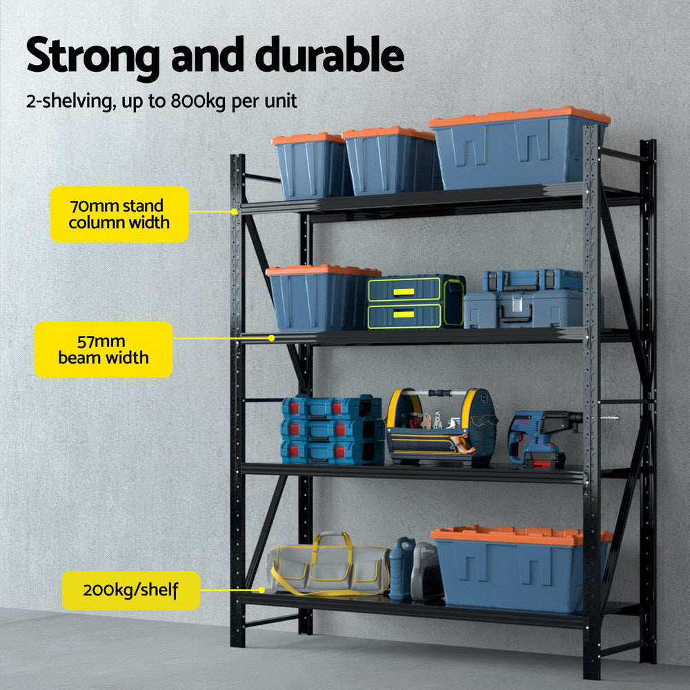 Wall Storage Racks: Giantz 4Mx2.4M Garage Shelving Warehouse Rack Black