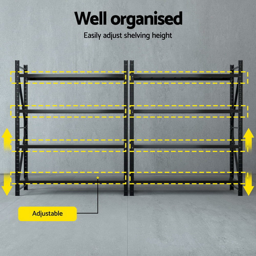 Wall Storage Racks: Giantz 4Mx2.4M Garage Shelving Warehouse Rack Black