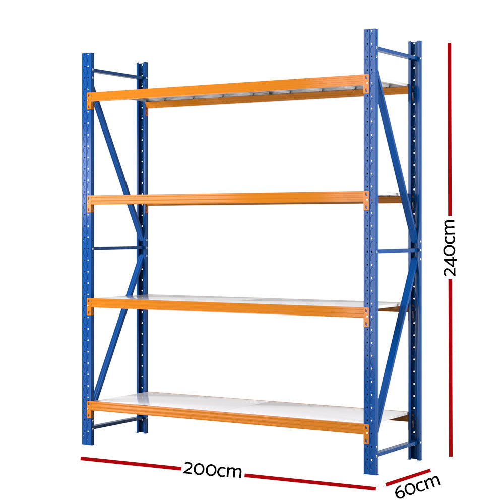 Wall Storage Racks: Giantz 2.4Mx2M Garage Shelving Warehouse Rack Pallet Racking Storage Shelf Blue