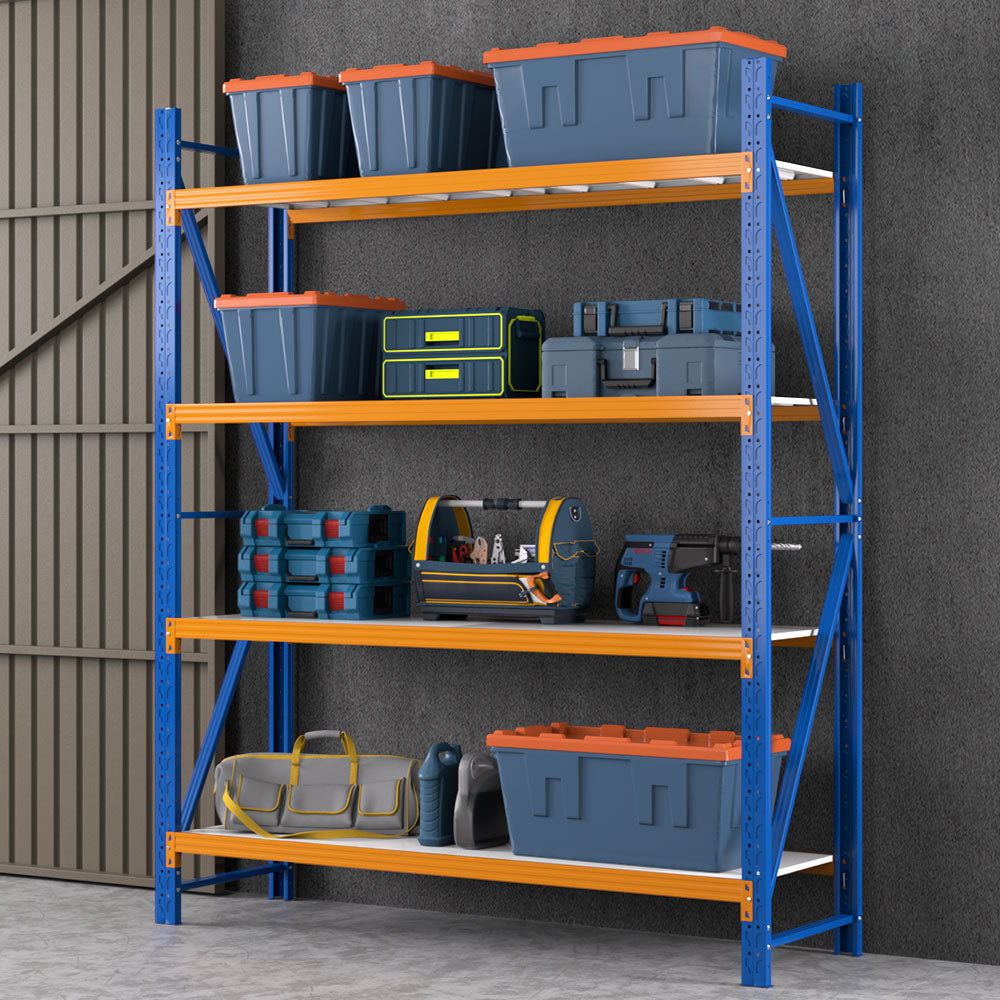 Wall Storage Racks: Giantz 2.4Mx2M Garage Shelving Warehouse Rack Pallet Racking Storage Shelf Blue