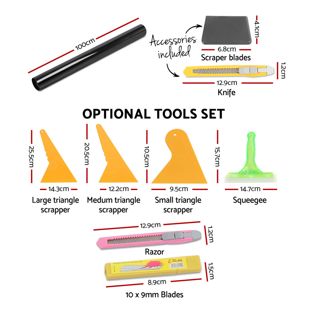 Automotive Decor: Giantz Window Tint Film Black Roll 15% VLT Home 100cmX30m Tinting tools Kit
