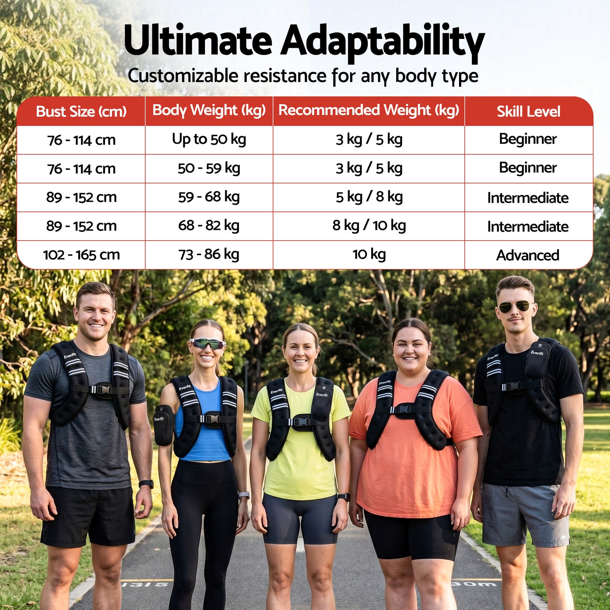 Everfit 3kg Weighted Vest Men Women, Reflective Running Vest with Armband Pouch