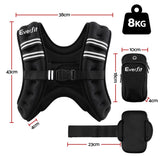 Everfit 8kg Weighted Vest Men Women, Reflective Running Vest with Armband Pouch