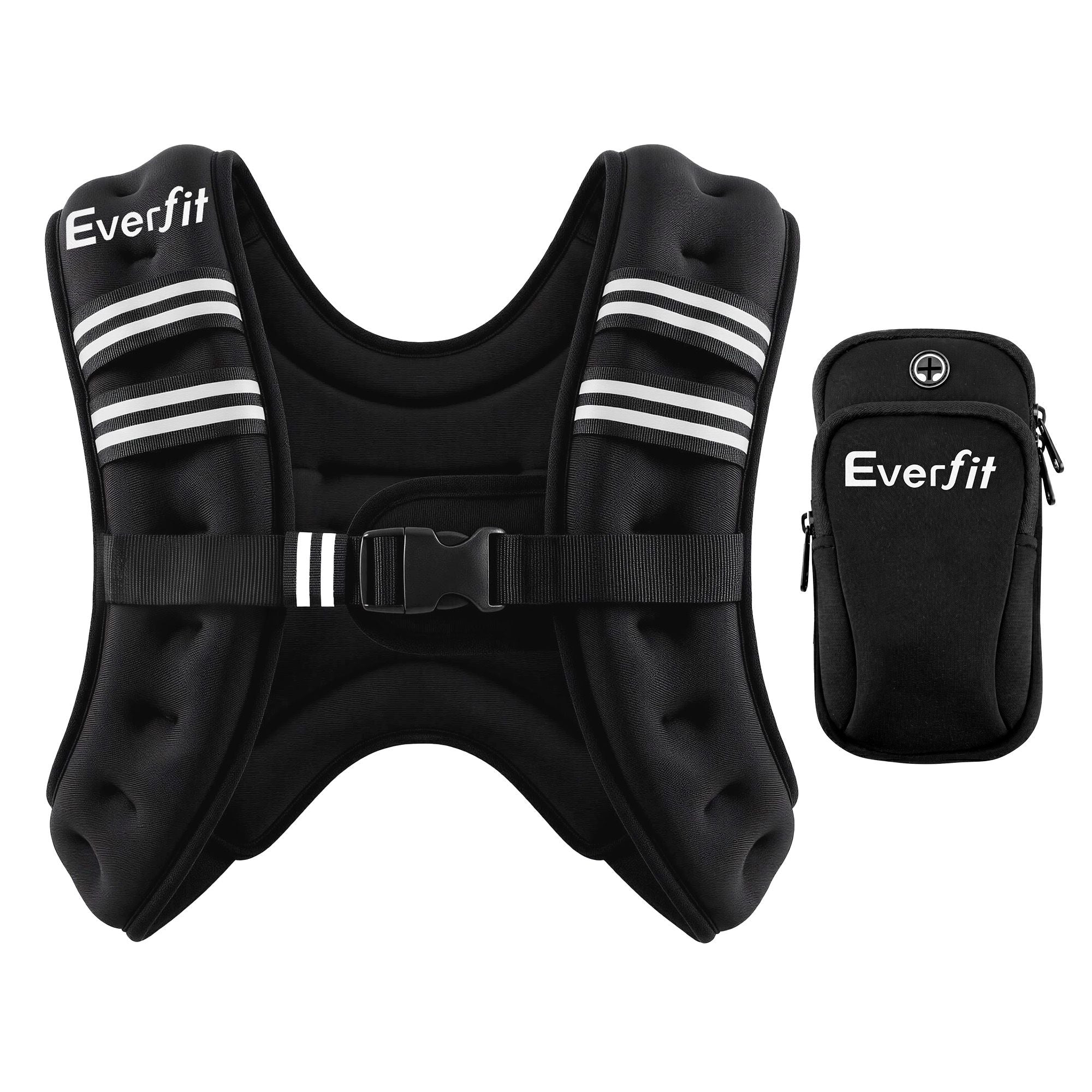 Everfit 10kg Weighted Vest Men Women, Reflective Running Vest with Armband Pouch