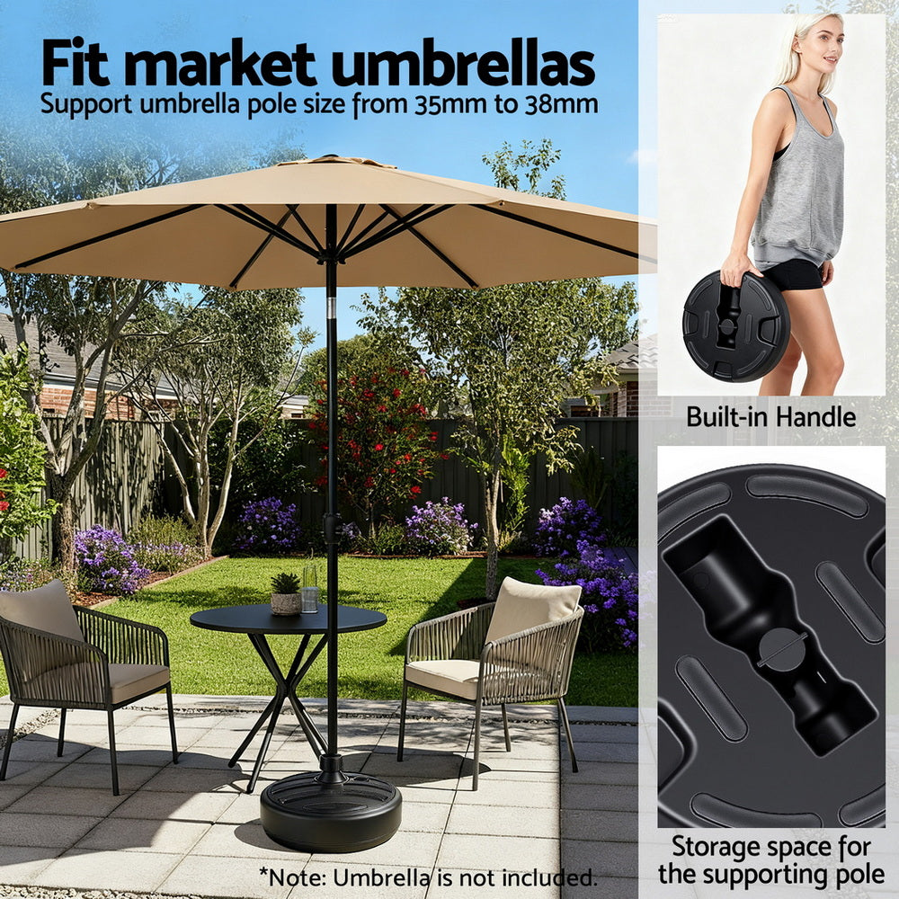 Umbrellas & Sunshades: Instahut Outdoor Umbrella Base Weight Round Plastic Pole Holder 35-38mm Beach