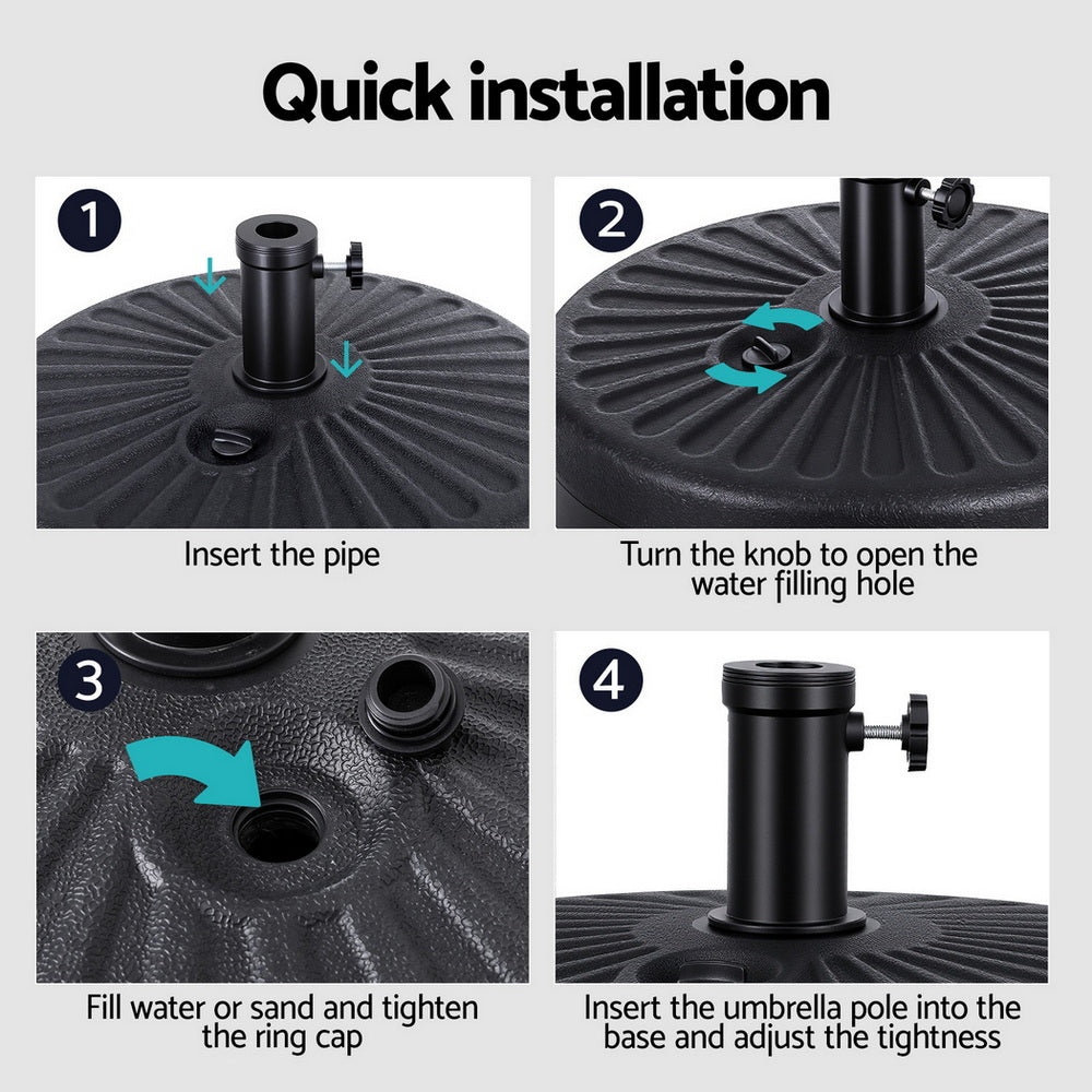 Umbrellas & Sunshades: Instahut Outdoor Umbrella Base Weight Round Plastic Pole Holder 30-48mm Beach