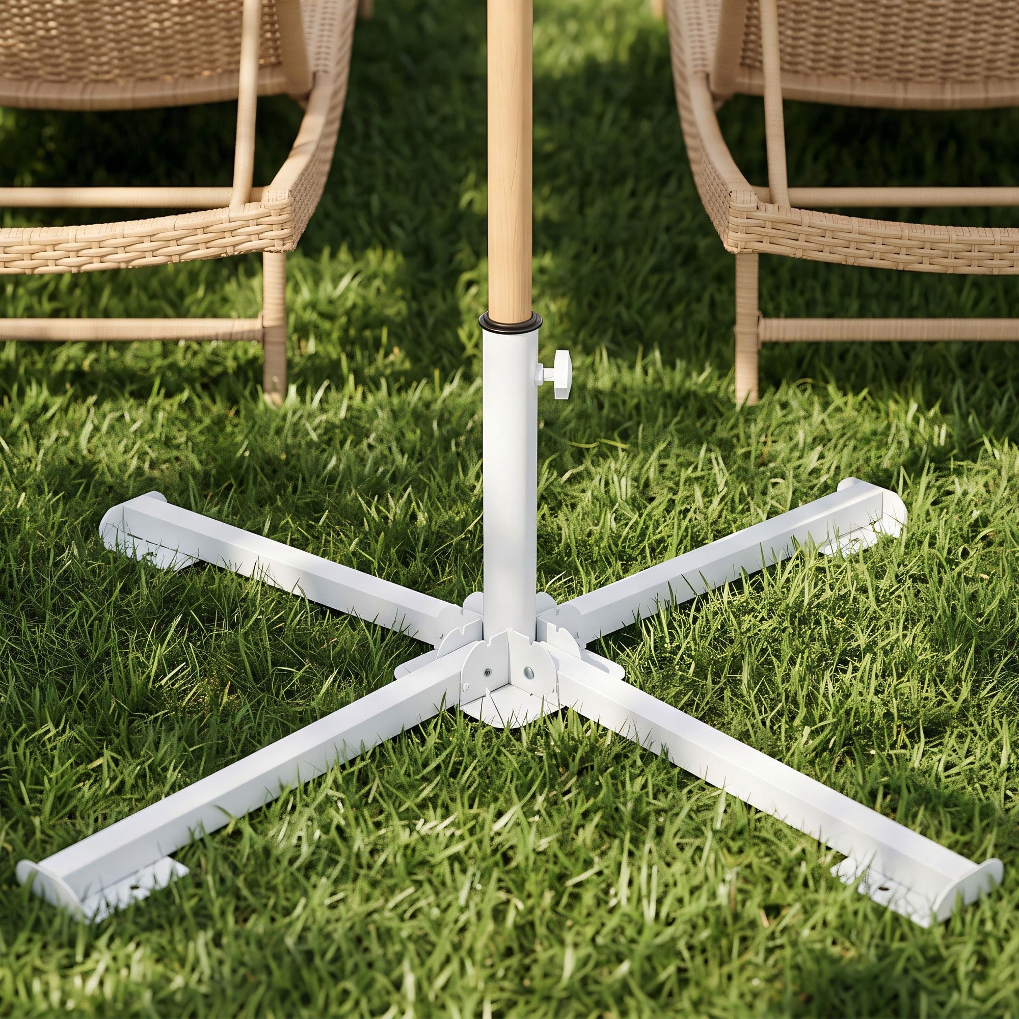 Instahut Outdoor Umbrellas Base Steel Umbrella Holder 25 to 35mm White