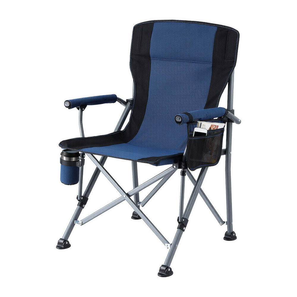 Outdoor Chairs: Weisshorn Camping Chair Folding Outdoor Portable Seat Lightweight Beach Picnic Fishing Capacity 120KG Navy Blue