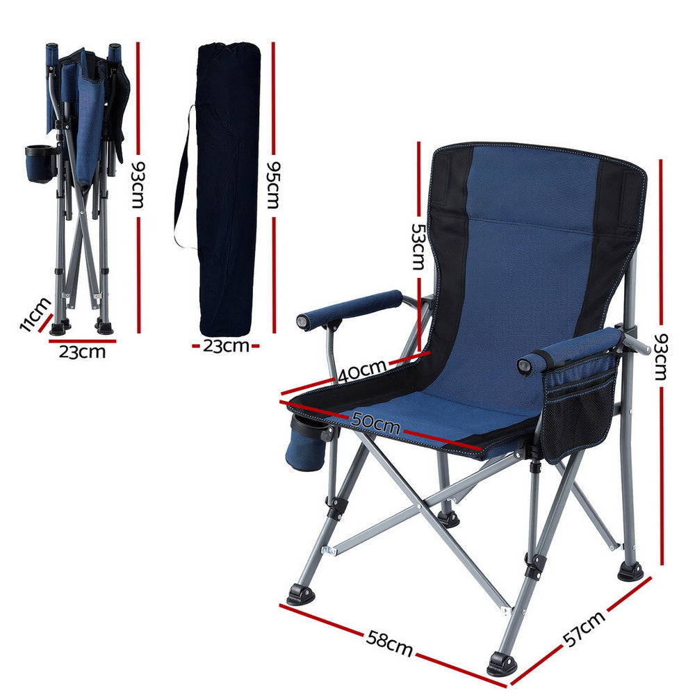Outdoor Chairs: Weisshorn Camping Chair Folding Outdoor Portable Seat Lightweight Beach Picnic Fishing Capacity 120KG Navy Blue