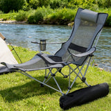 Outdoor Chairs: Weisshorn Camping Chair Adjustable Reclining Portable Outdoor Folding Chair Grey