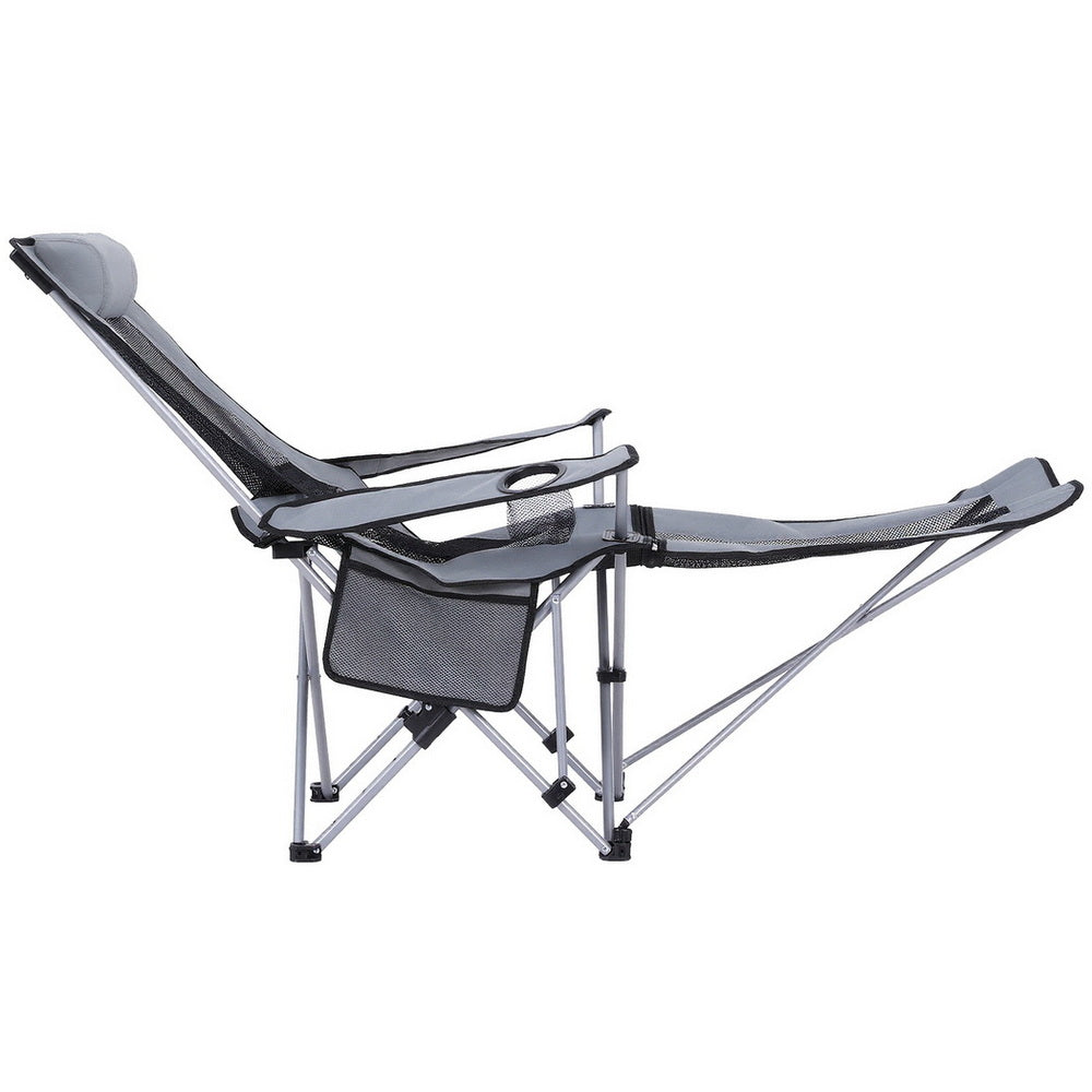 Outdoor Chairs: Weisshorn Camping Chair Adjustable Reclining Portable Outdoor Folding Chair Grey