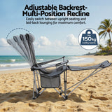Outdoor Chairs: Weisshorn Camping Chair Adjustable Reclining Portable Outdoor Folding Chair Grey