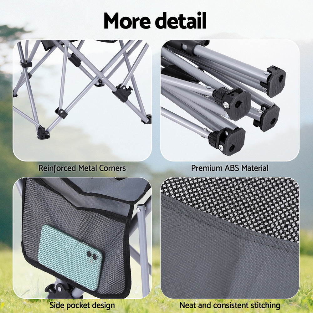 Outdoor Chairs: Weisshorn Camping Chair Adjustable Reclining Portable Outdoor Folding Chair Grey