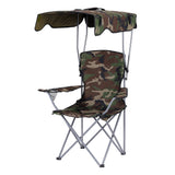 Outdoor Chairs: Weisshorn Camping Chair With Canopy Folding Outdoor Portable Seat Lightweight Beach Picnic Fishing Capacity 120KG Army Green