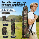 Outdoor Chairs: Weisshorn Camping Chair With Canopy Folding Outdoor Portable Seat Lightweight Beach Picnic Fishing Capacity 120KG Army Green
