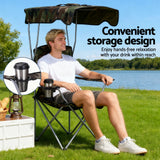 Outdoor Chairs: Weisshorn Camping Chair With Canopy Folding Outdoor Portable Seat Lightweight Beach Picnic Fishing Capacity 120KG Army Green