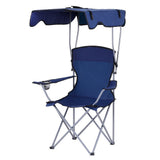 Outdoor Chairs: Weisshorn Camping Chair With Canopy Folding Outdoor Portable Seat Lightweight Beach Picnic Fishing Capacity 120KG Navy Blue