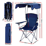 Outdoor Chairs: Weisshorn Camping Chair With Canopy Folding Outdoor Portable Seat Lightweight Beach Picnic Fishing Capacity 120KG Navy Blue