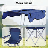 Outdoor Chairs: Weisshorn Camping Chair With Canopy Folding Outdoor Portable Seat Lightweight Beach Picnic Fishing Capacity 120KG Navy Blue