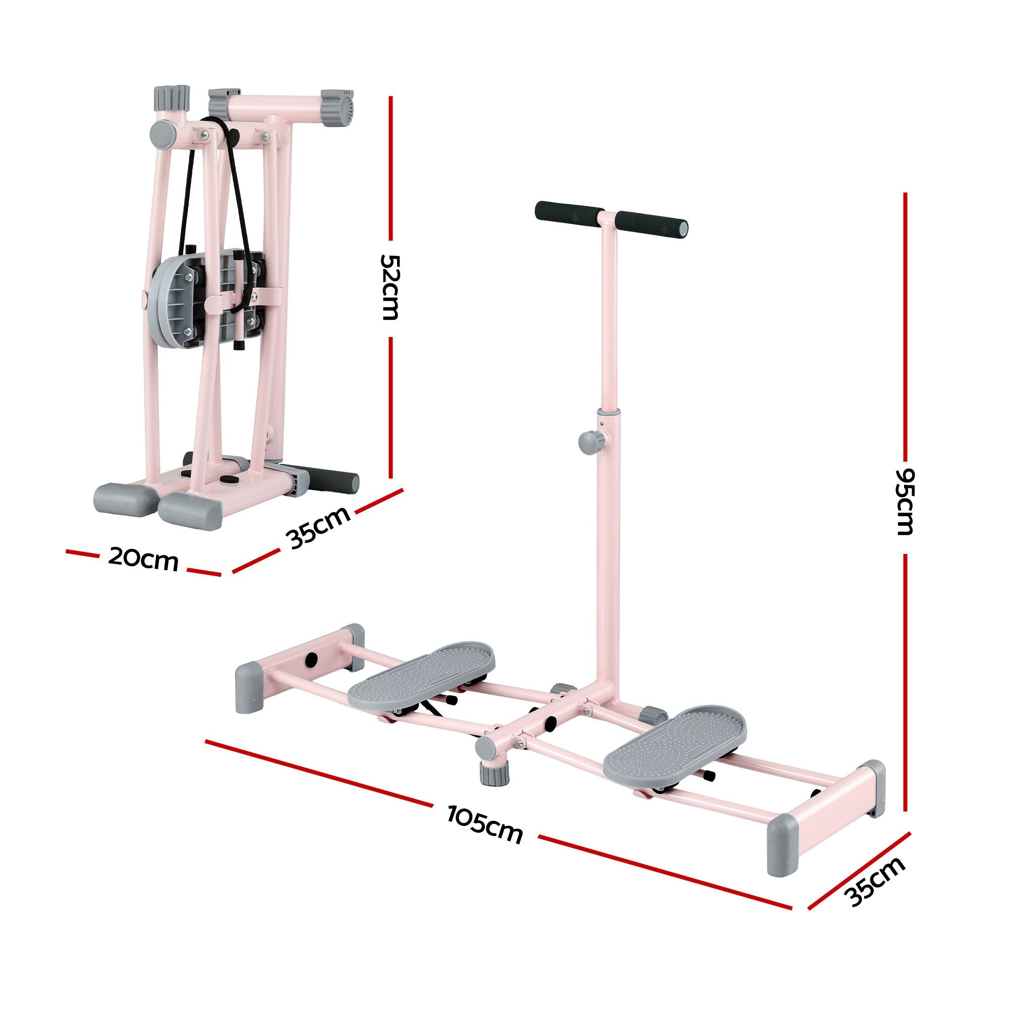 Everfit Foldable Ski Exercise Machine Leg Thigh Trainer Home Fitness Cardio Pink
