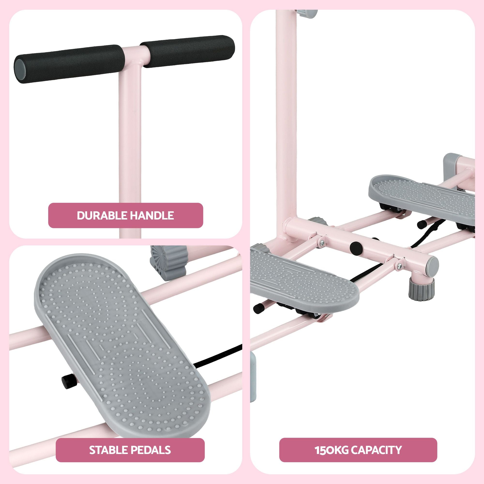 Everfit Foldable Ski Exercise Machine Leg Thigh Trainer Home Fitness Cardio Pink