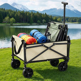 Spreaders & Wheelbarrows: Gardeon Garden Cart Folding Trolley Camping Wagon Barrow Outdoor Beach Beige