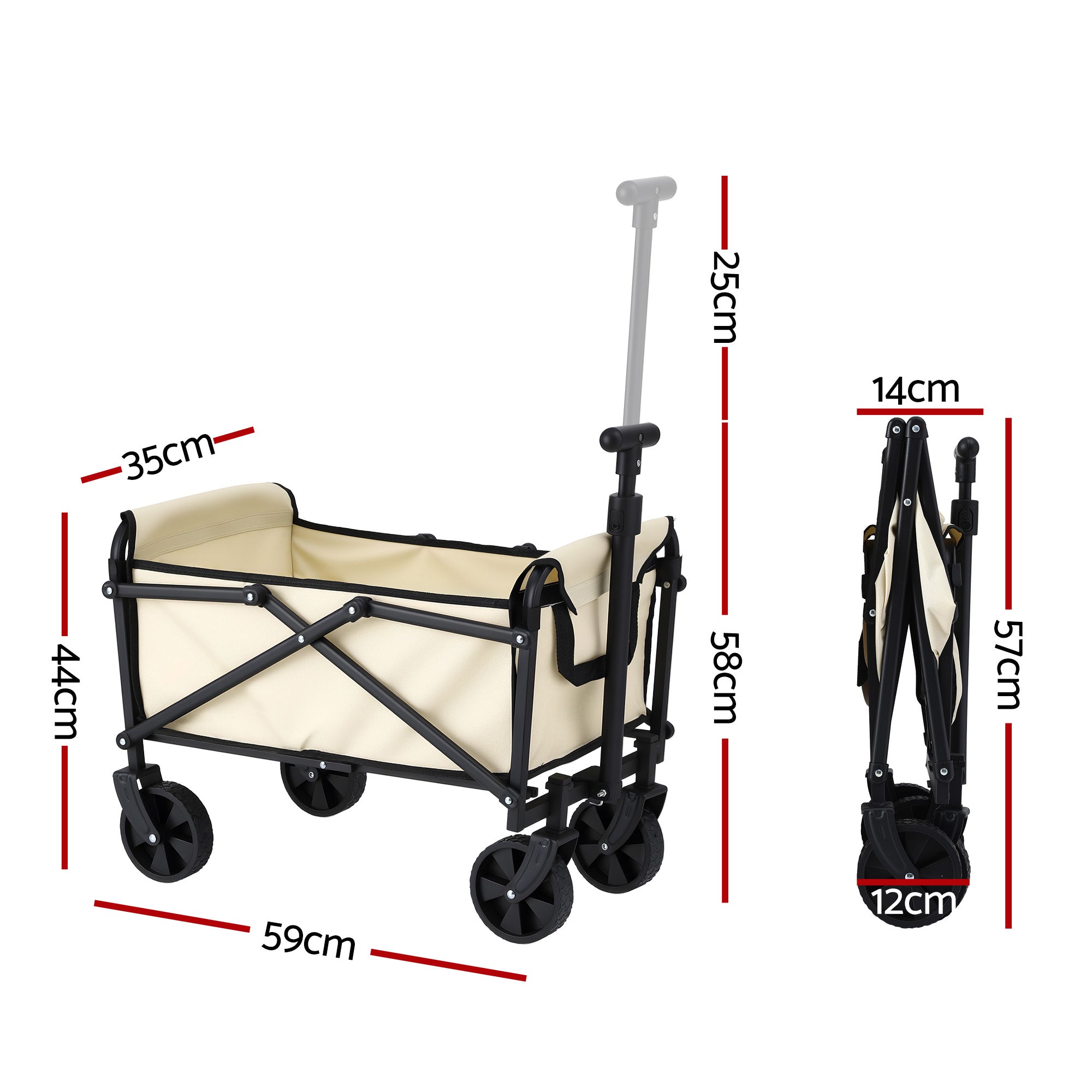 Spreaders & Wheelbarrows: Gardeon Garden Cart Folding Trolley Camping Wagon Barrow Outdoor Beach Beige