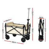 Spreaders & Wheelbarrows: Gardeon Garden Cart Folding Trolley Camping Wagon Barrow Outdoor Beach Beige